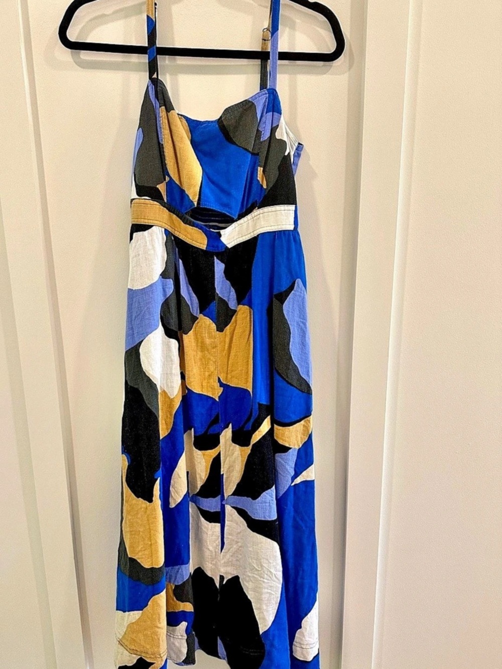 Nine West Abstract Print Linen Blend Maxi Dress Size M